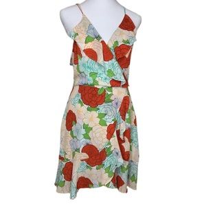 PPLA‎ Venus Mock Wrap Ruffle Floral Halter Dress